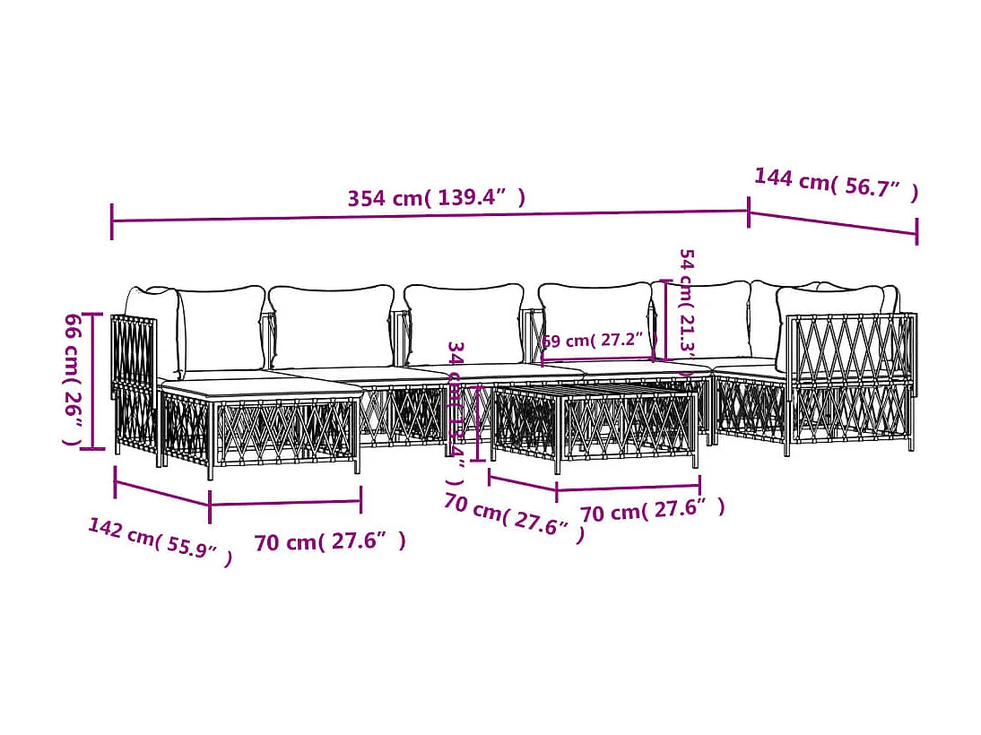 8-tlg. Garten-Lounge-Set mit Kissen Anthrazit Stahl