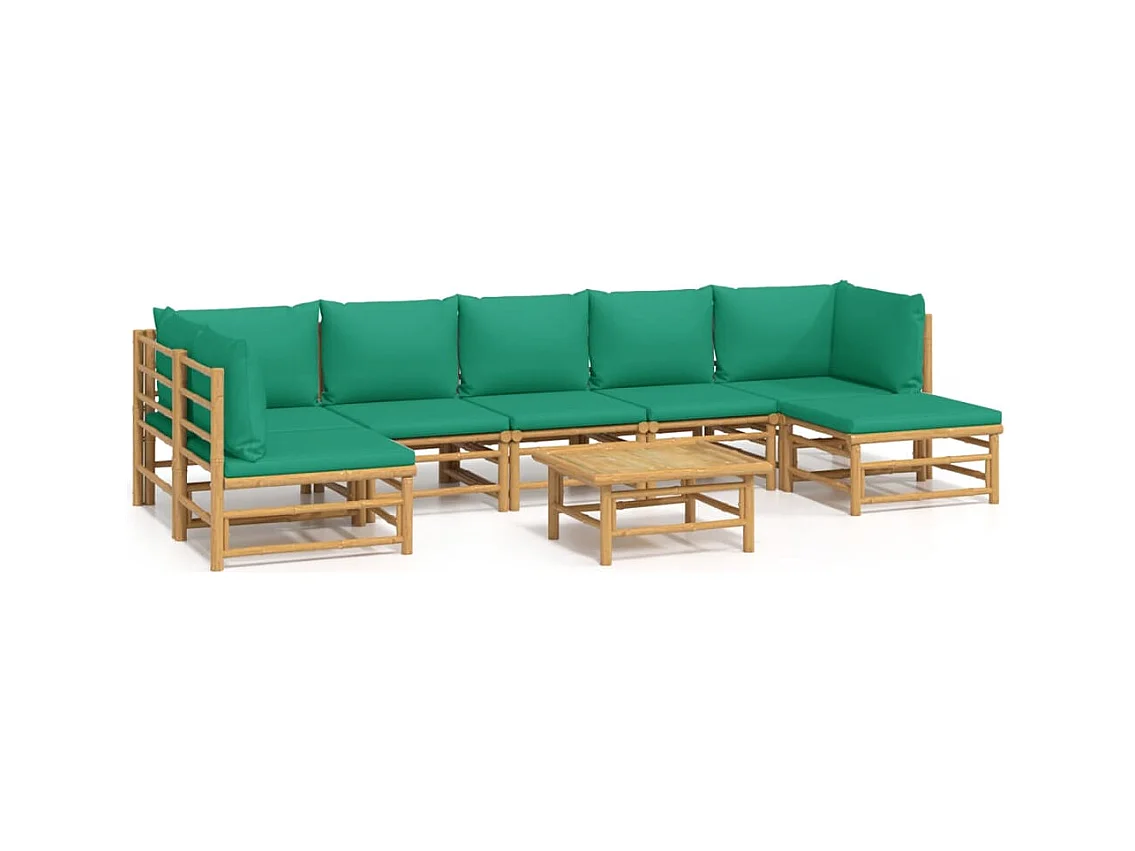 Salon de jardin 8 pcs avec coussins vert bambou