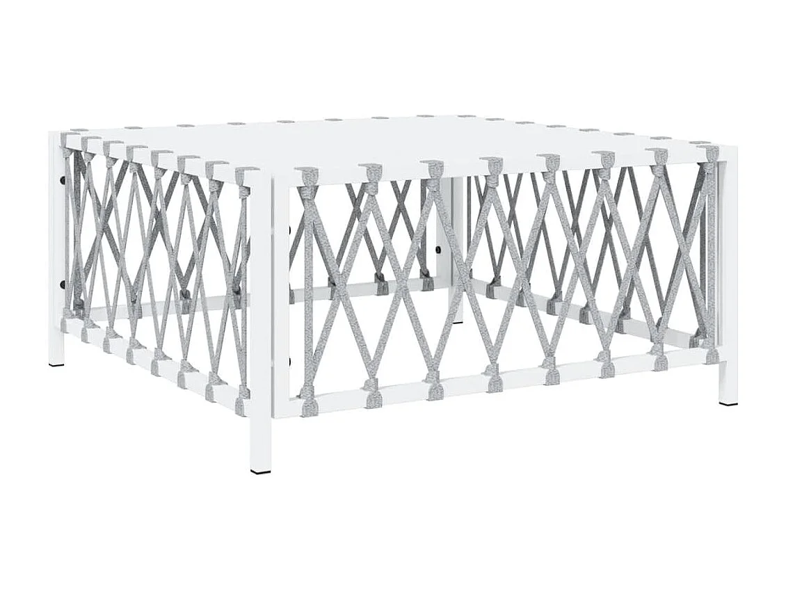 Salon de jardin avec coussins 5 pcs blanc acier