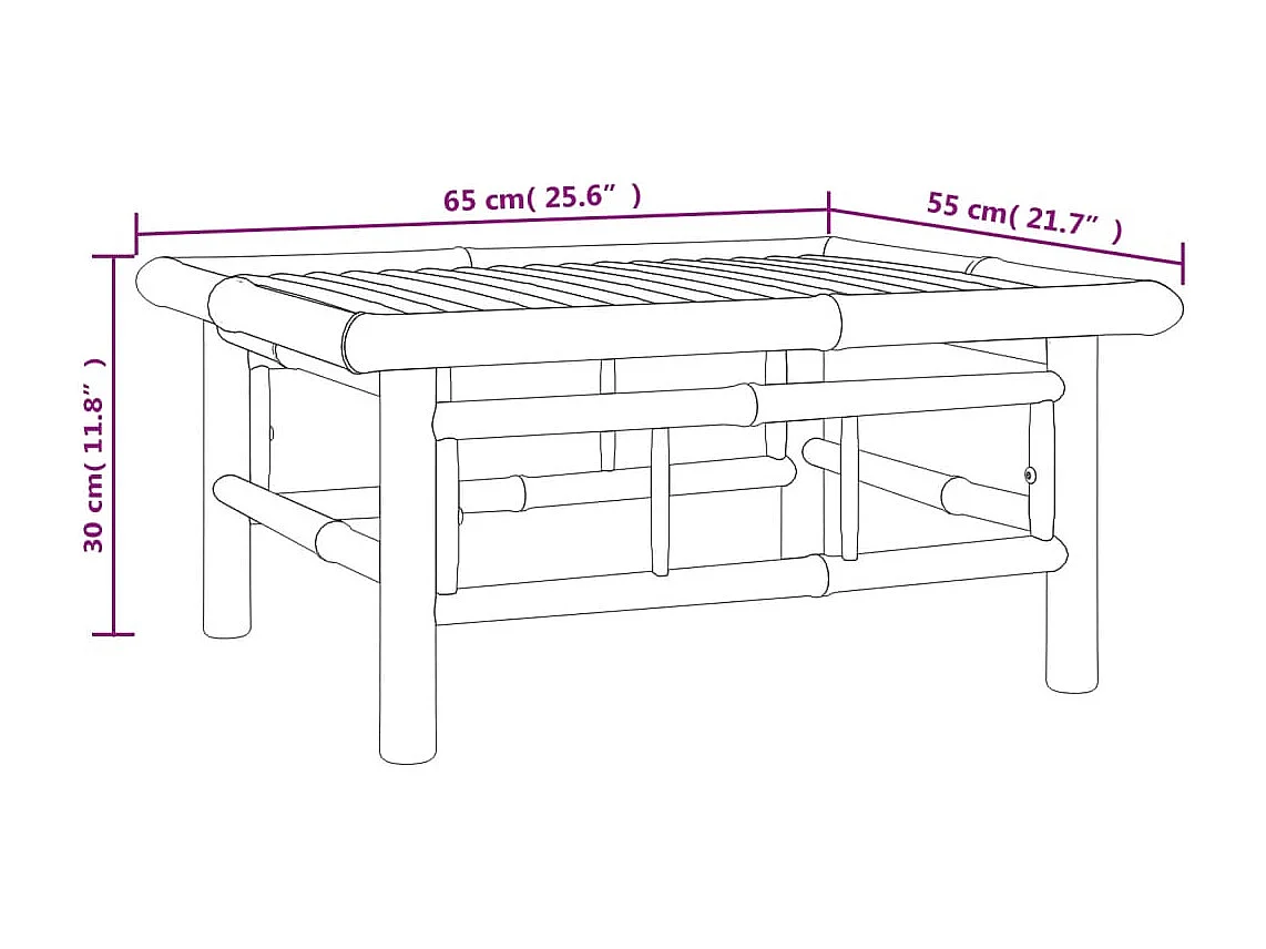 4-tlg. Garten-Lounge-Set mit Cremeweißen Kissen Bambus