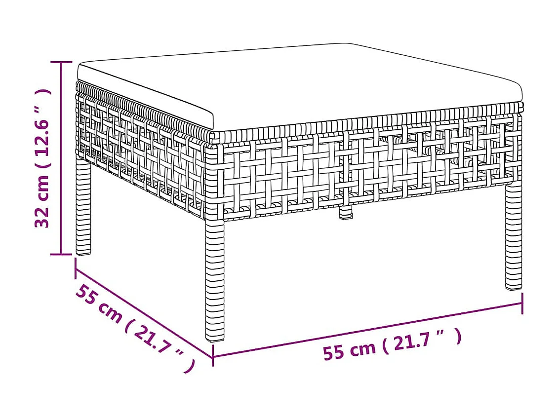 Set Divani da Giardino 4 pz con Cuscini in Polyrattan Grigio