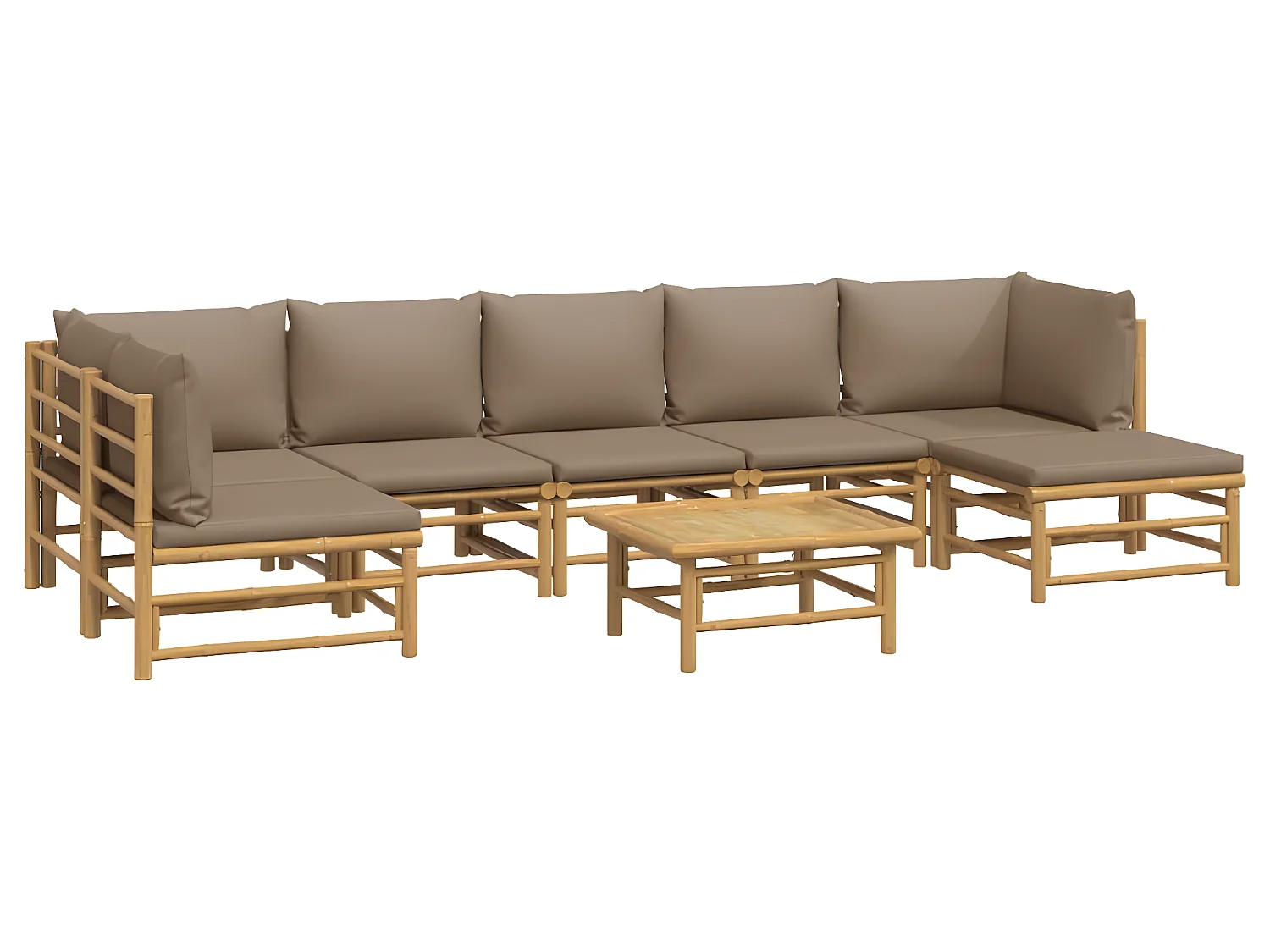 8 pcs conj. lounge jardim bambu almofadões cinzento-acastanhado