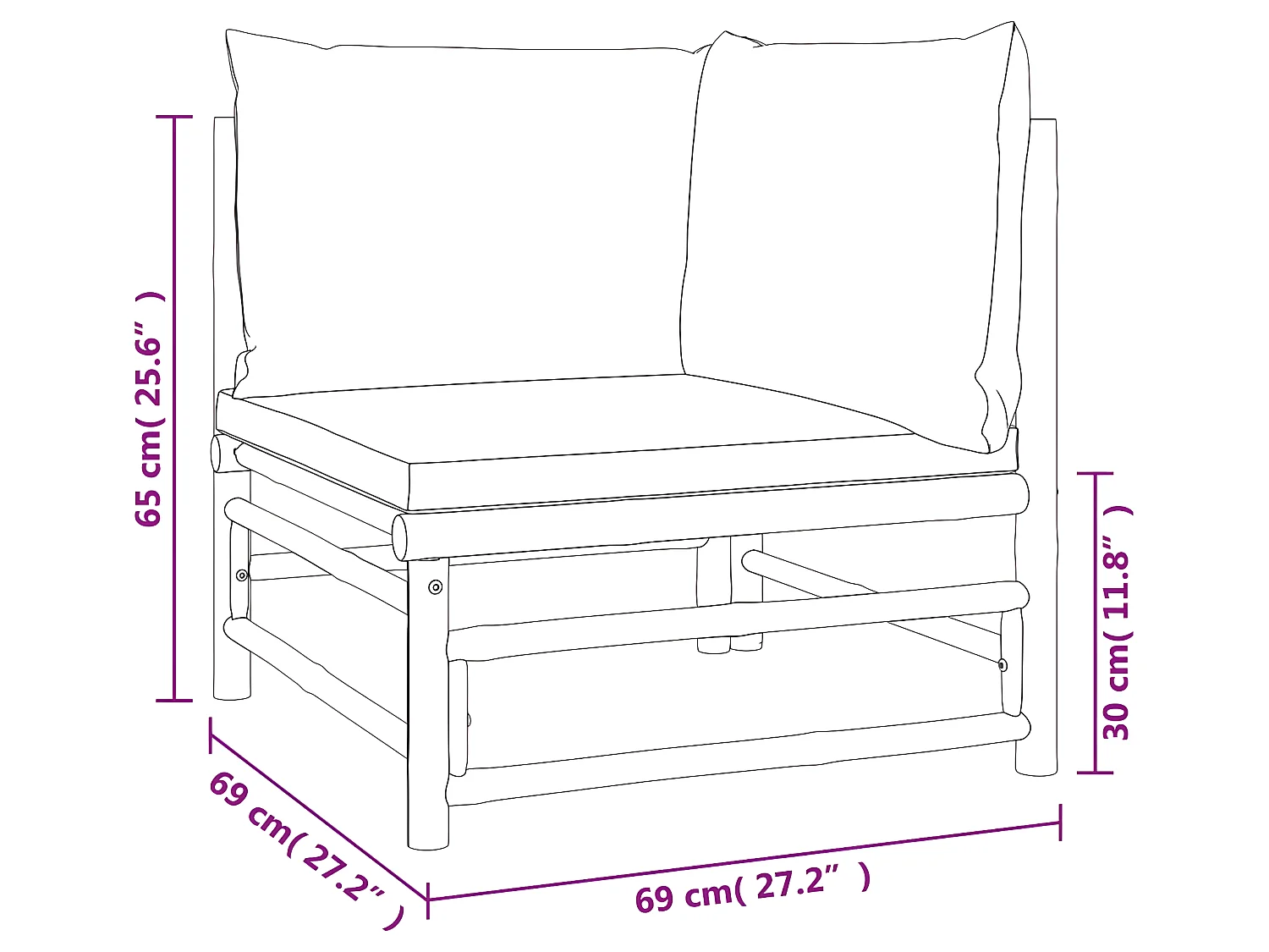 8 pcs conj. lounge jardim bambu almofadões cinzento-acastanhado