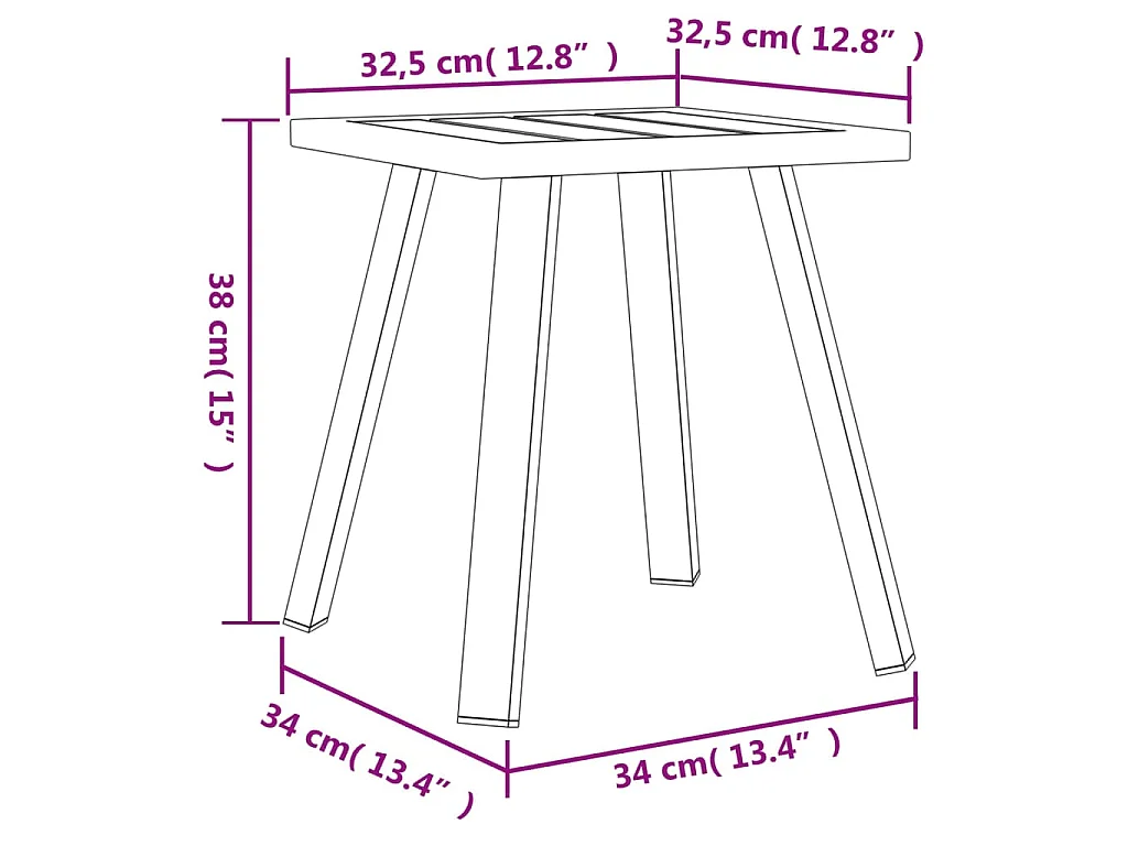 Table de jardin anthracite 34x34x38 cm acier