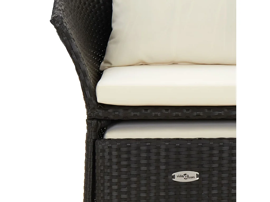 2-delige Loungeset met kussens poly rattan zwart