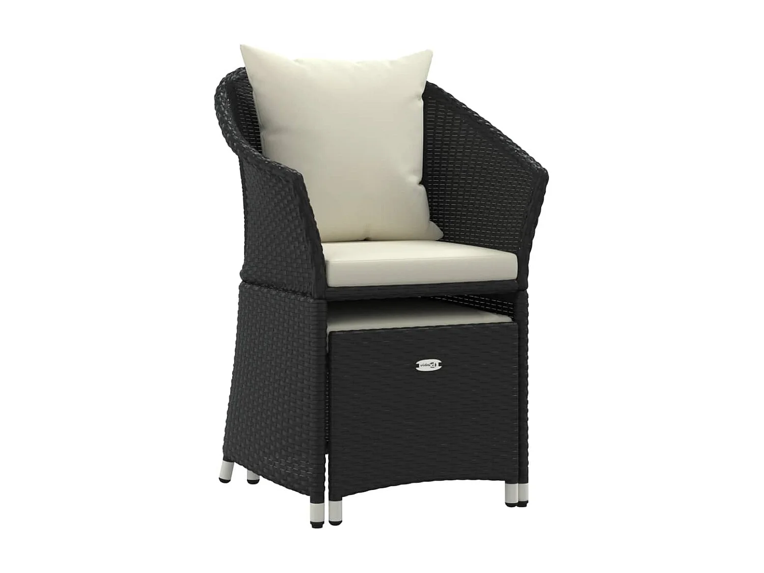 Salon de jardin 2 pcs avec coussins Noir Résine tressée