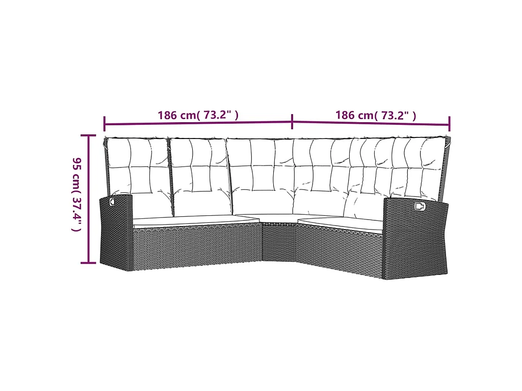 3-tlg. Garten-Lounge-Set mit Kissen Grau Poly Rattan