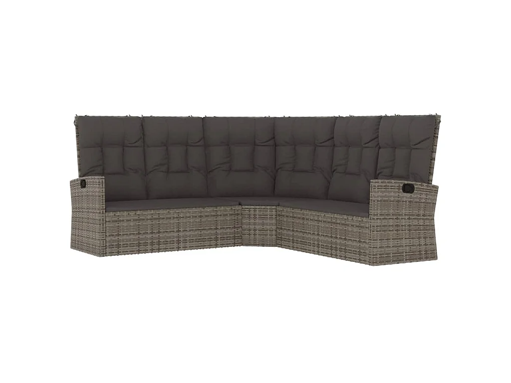 3-tlg. Garten-Lounge-Set mit Kissen Grau Poly Rattan