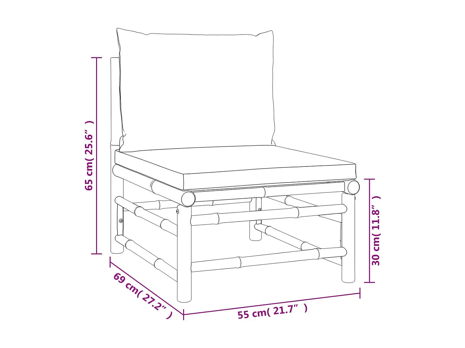 12-tlg. Garten-Lounge-Set mit Kissen Taupe Bambus