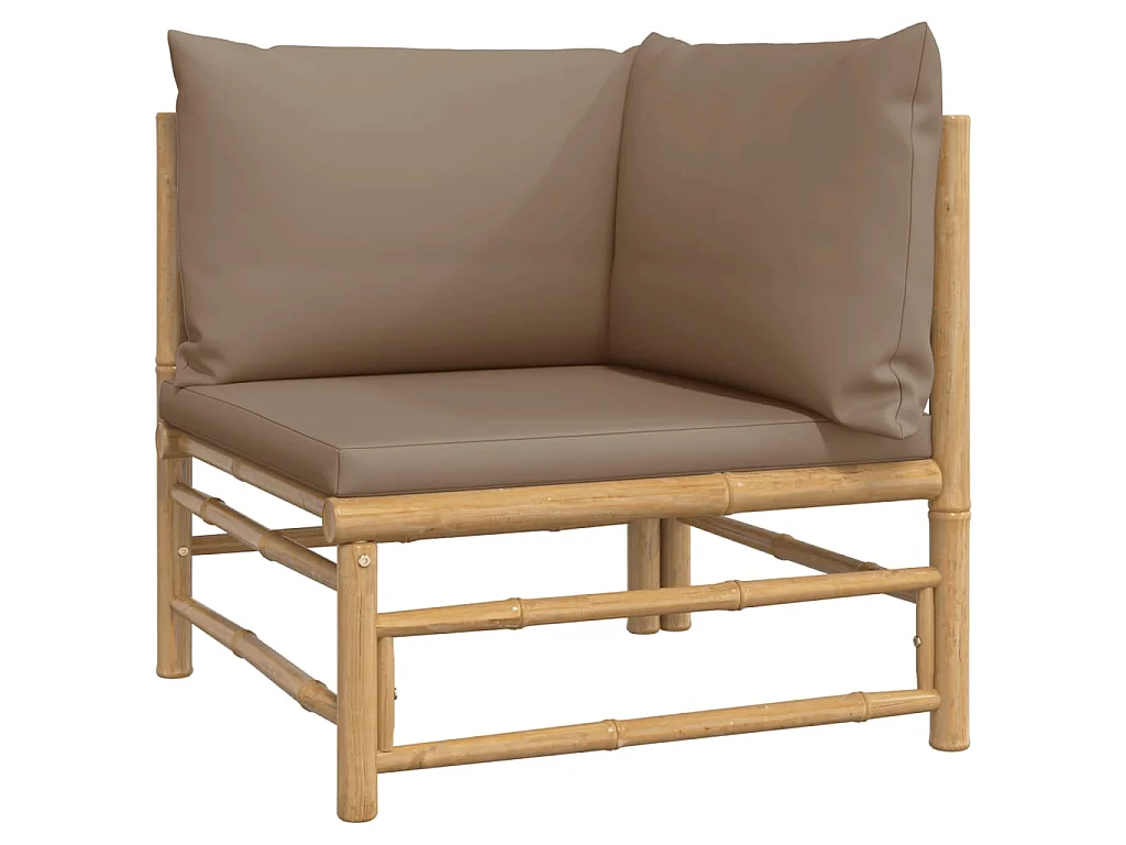 Set Salotto da Giardino 12pz con Cuscini Tortora Bambù