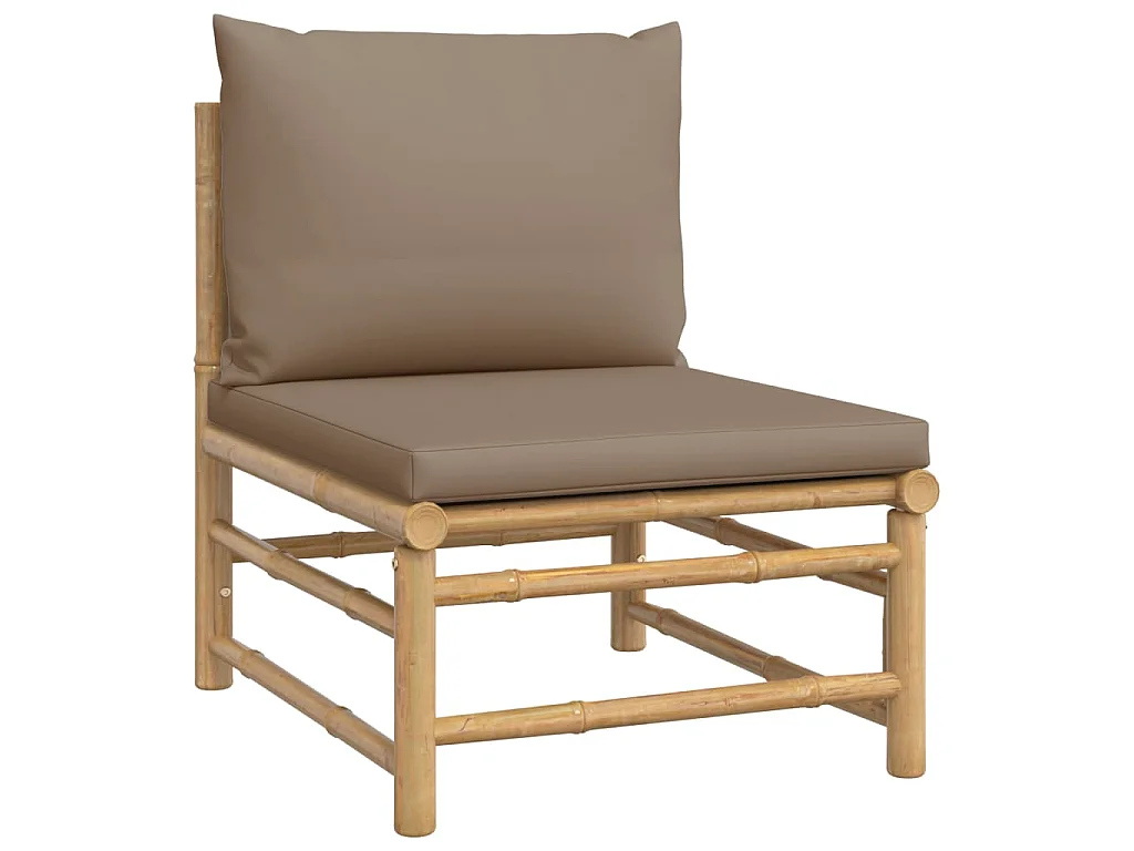 Set Salotto da Giardino 12pz con Cuscini Tortora Bambù