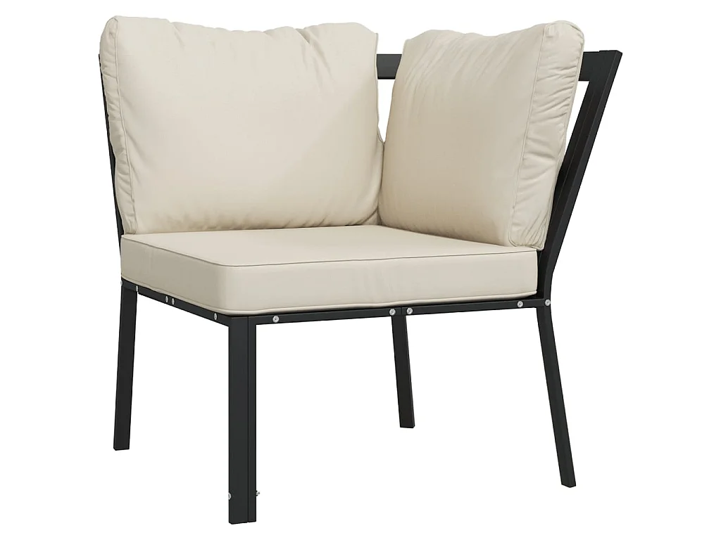 Set Salotto da Giardino 11pz con Cuscini Sabbia in Acciaio