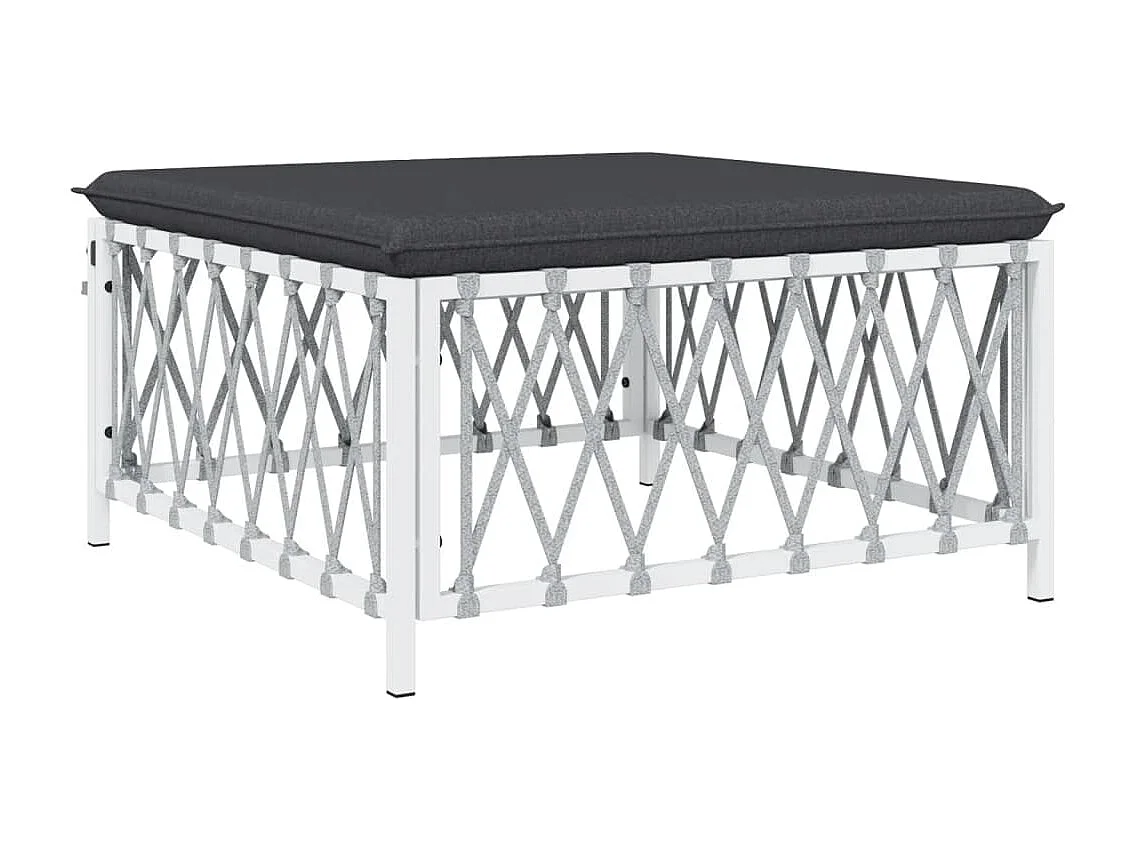 10 pcs conjunto lounge de jardim com almofadões aço branco