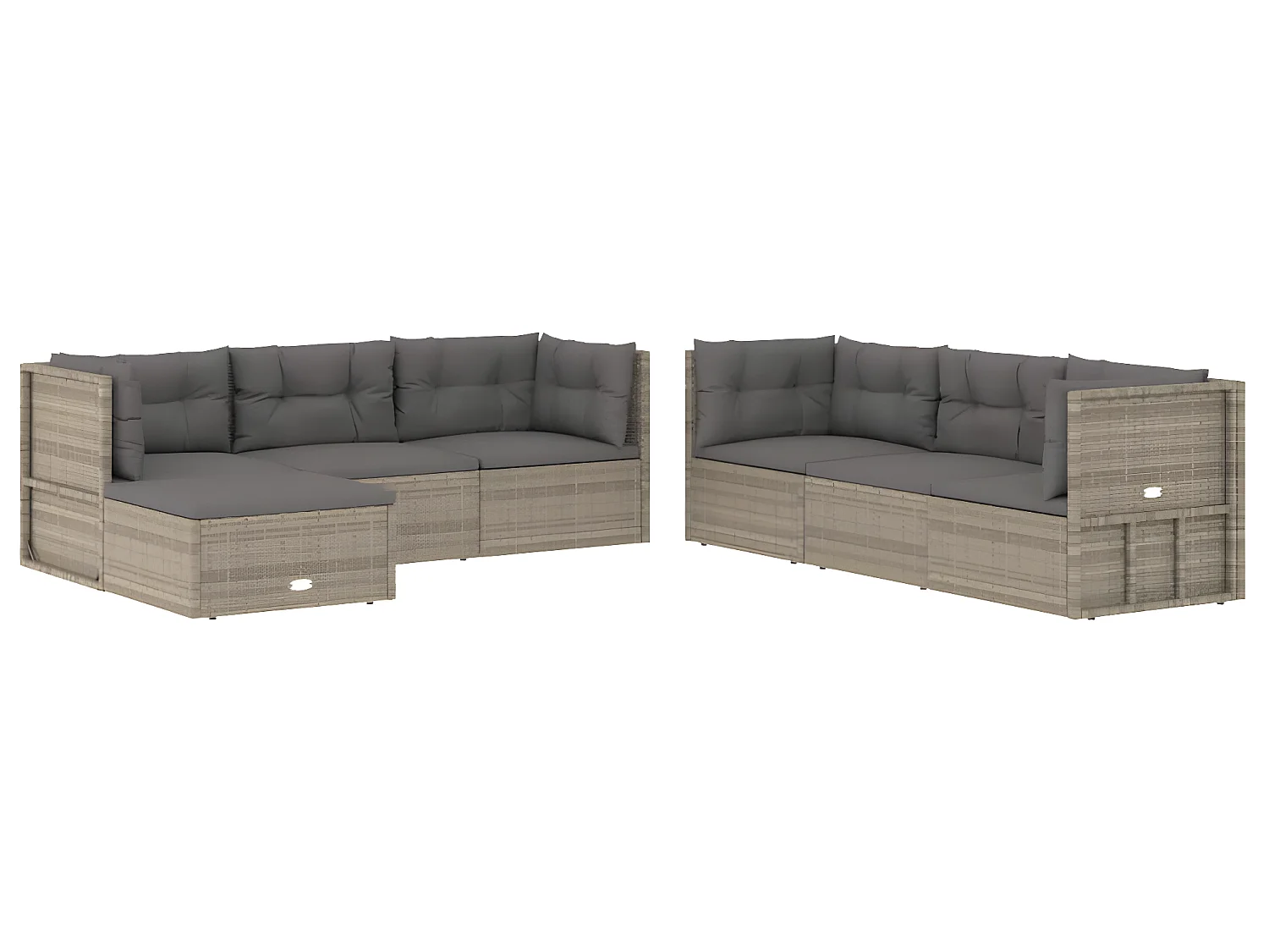 Salon de jardin 7 pcs avec coussins Gris Résine tressée