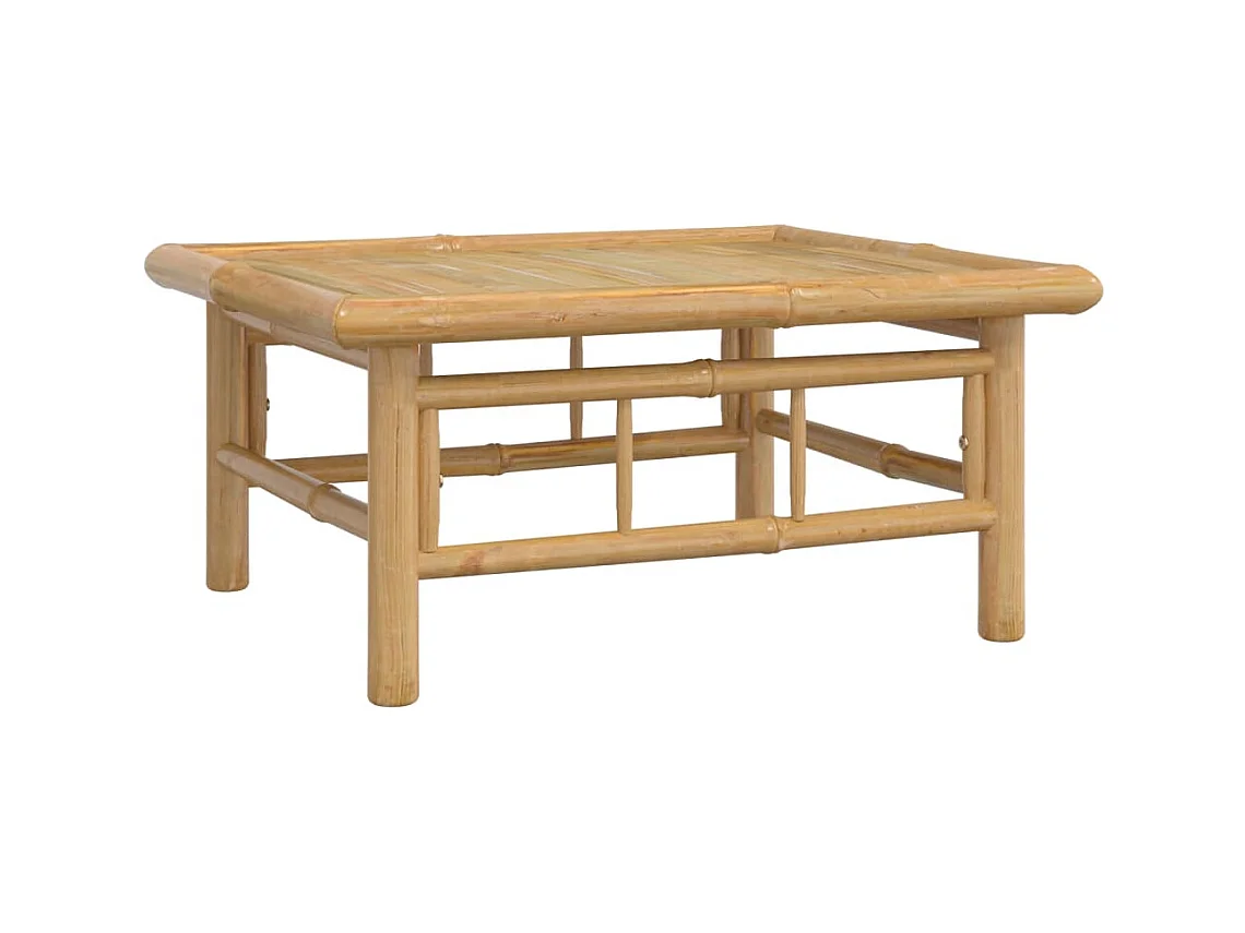 Salon de jardin 7 pcs avec coussins blanc crème bambou