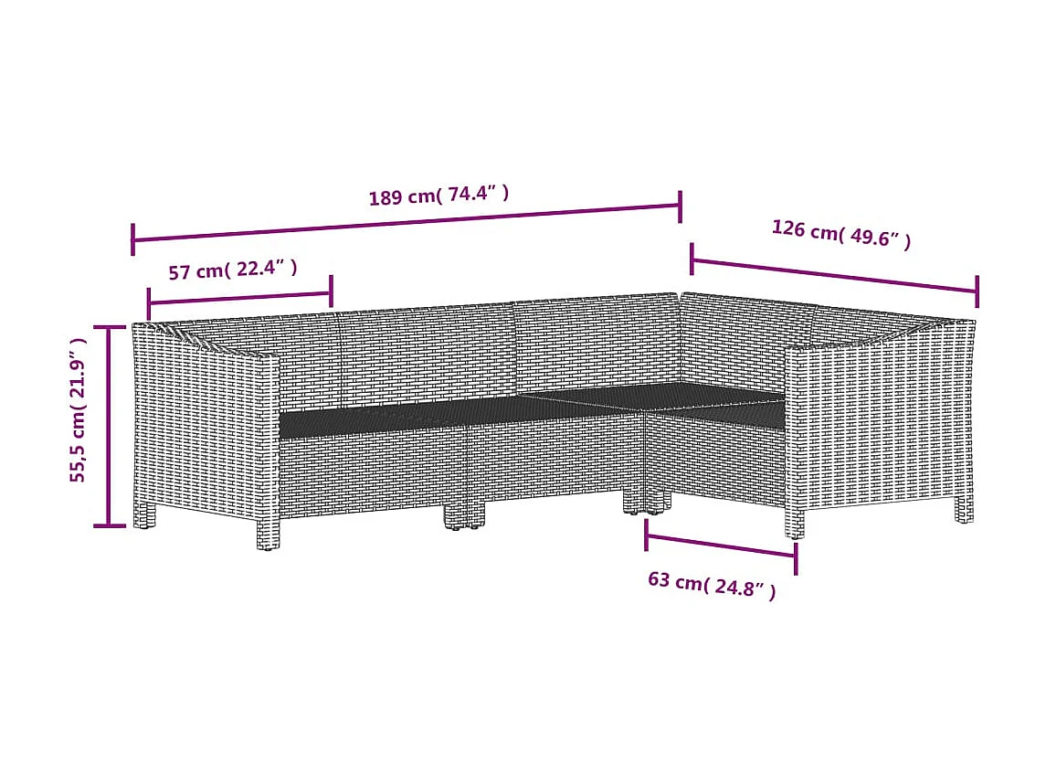 4-tlg. Garten-Lounge-Set mit Kissen Grau Poly Rattan