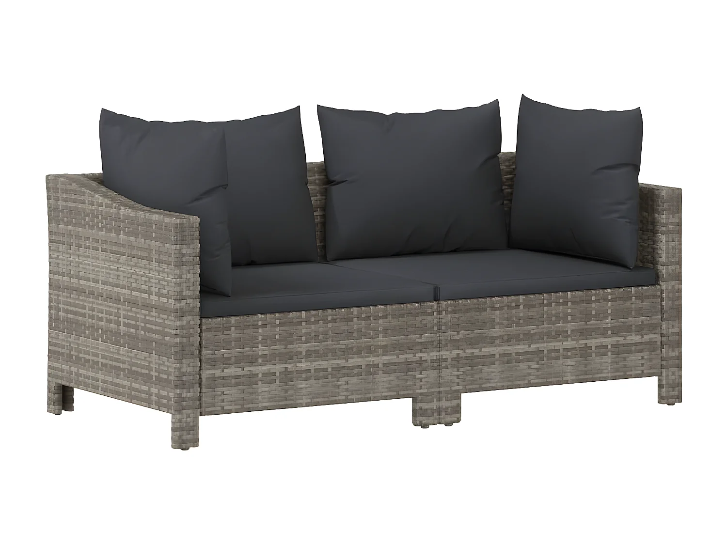 Salon de jardin 3 pcs avec coussins Gris Résine tressée