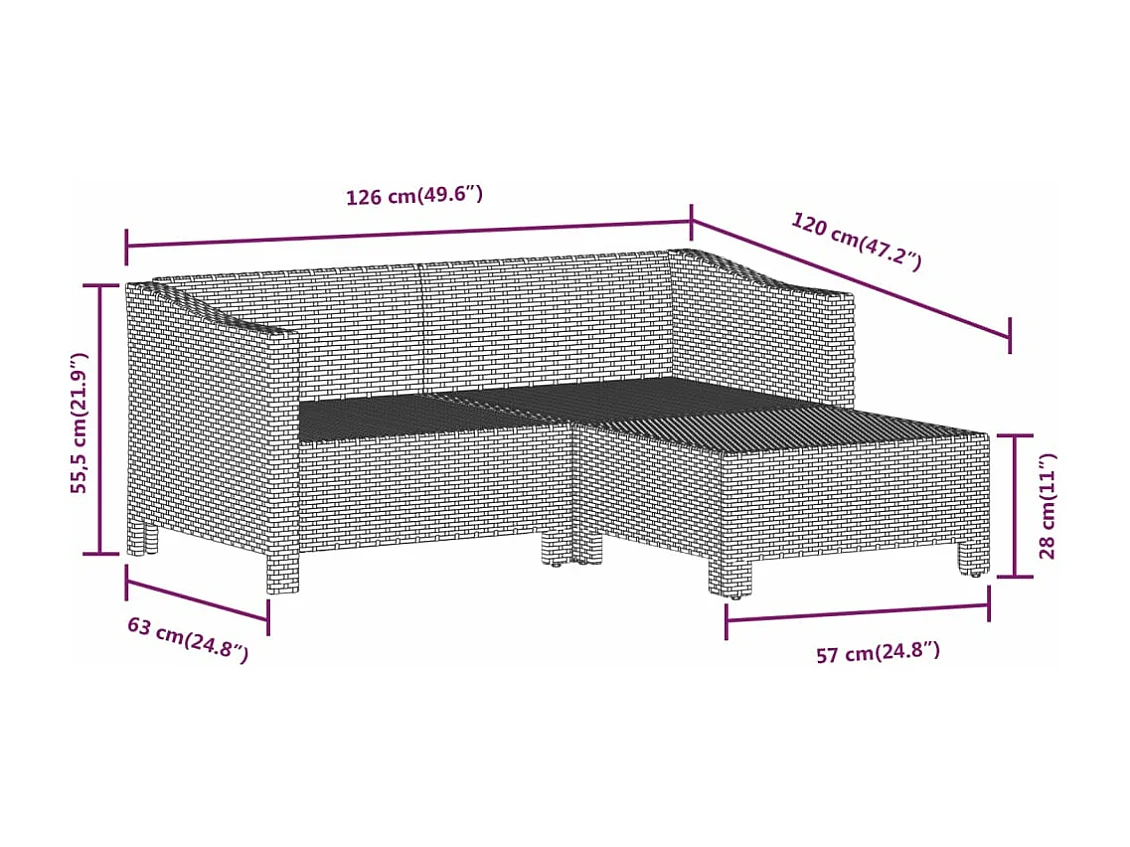 Set Divani da Giardino 7 pz con Cuscini in Polyrattan Grigio