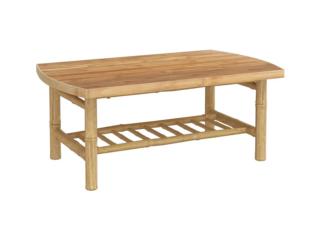 Set Salotto da Giardino 5pz con Cuscini Bianco Crema in Bambù