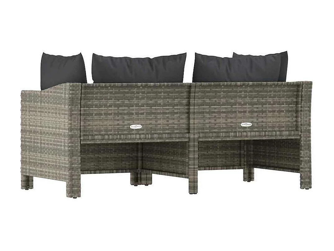 2-delige Loungeset met kussens poly rattan grijs