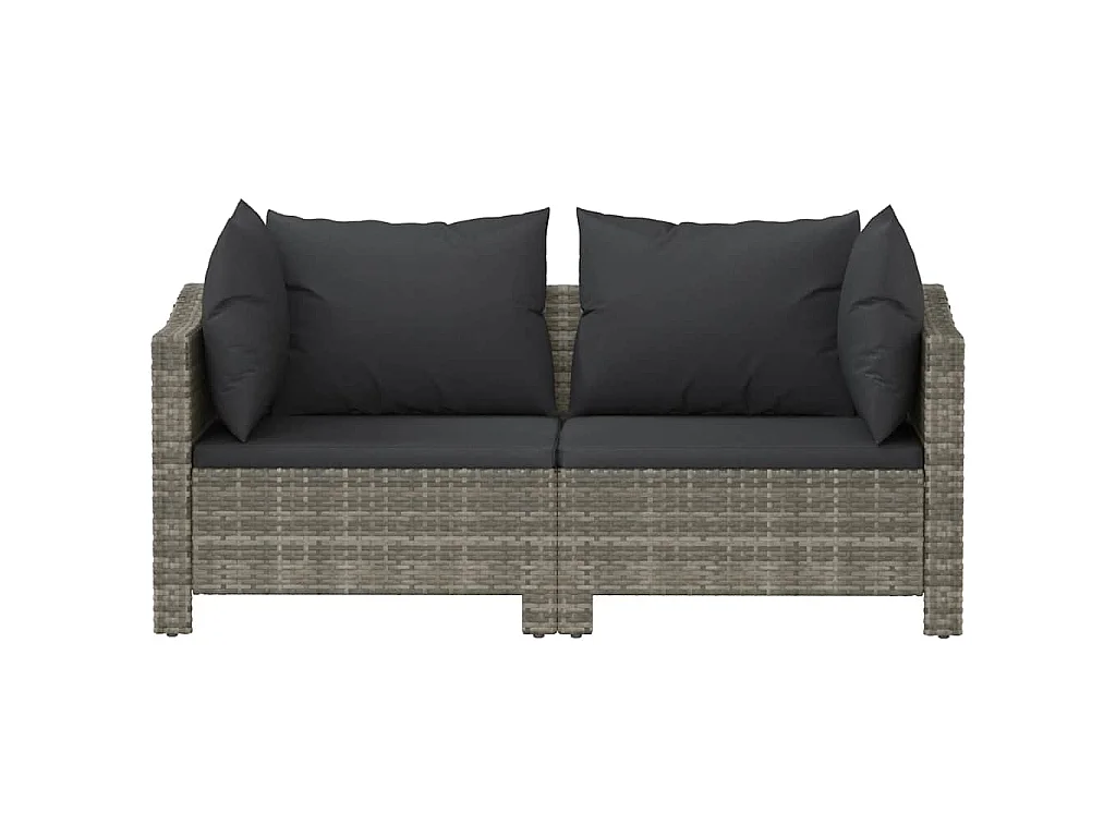 Set da giardino 2 pezzi con cuscini grigio in polyrattan