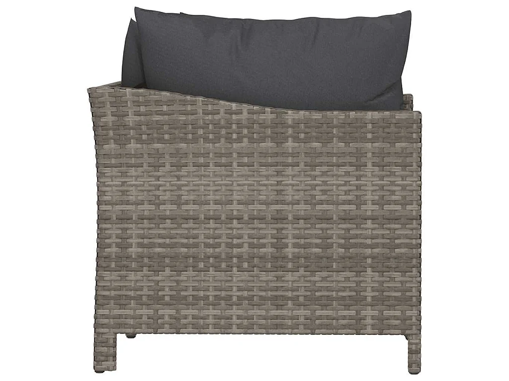 Set da giardino 2 pezzi con cuscini grigio in polyrattan