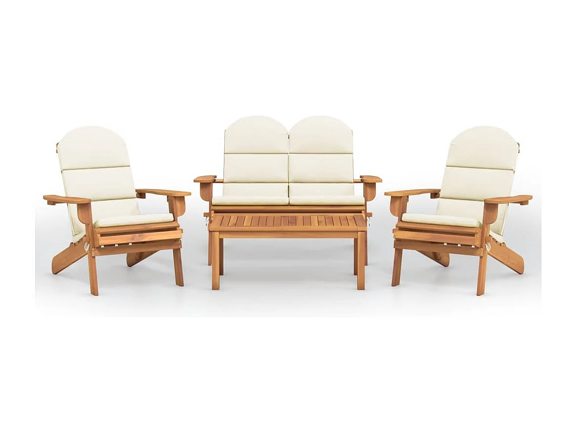 4-tlg. Garten-Lounge-Set Adirondack Massivholz Akazie