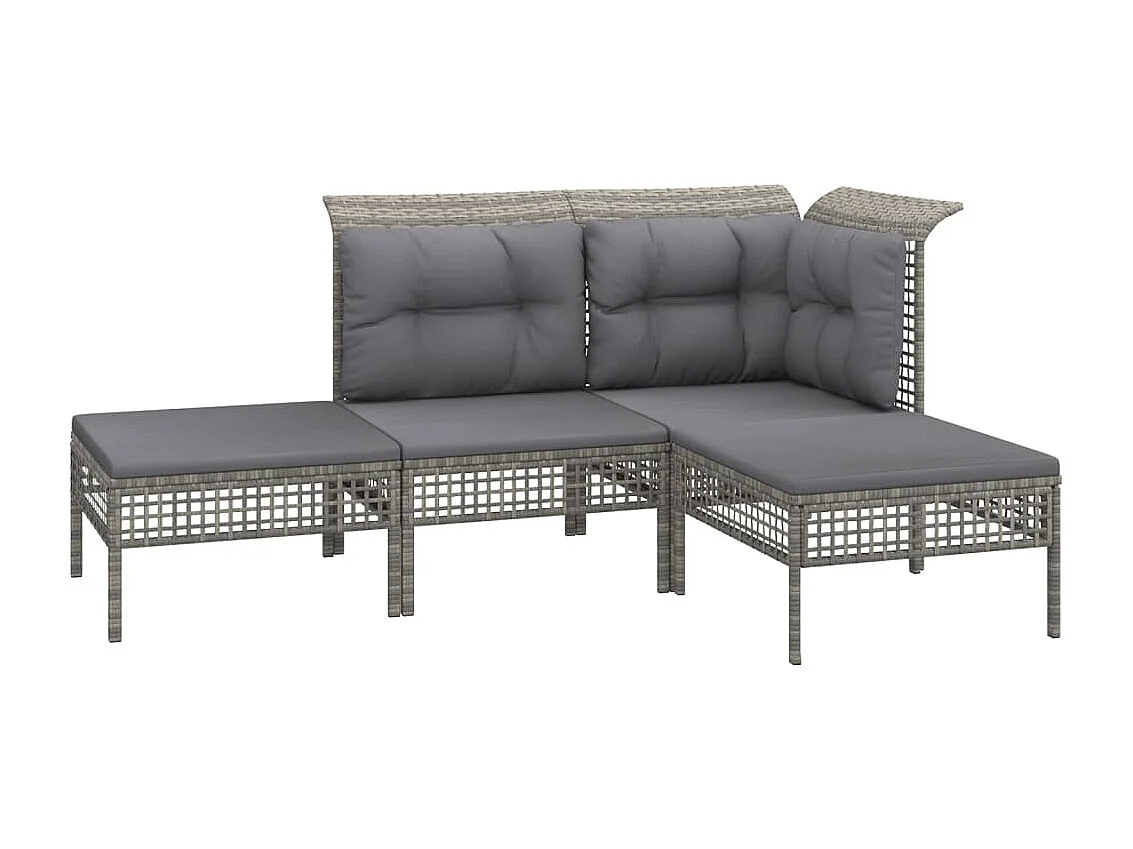 Salon de jardin 8 pcs avec coussins Gris Résine tressée