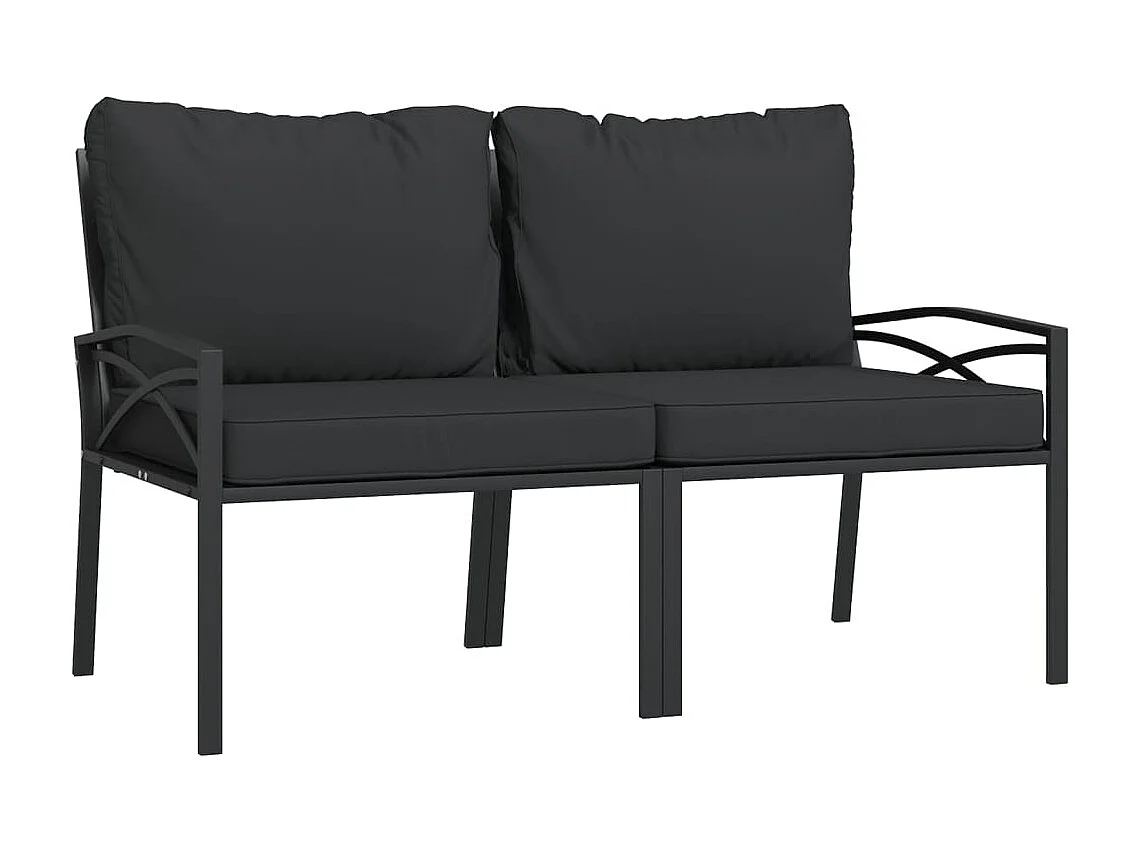 6 pcs conjunto lounge de jardim aço c/ almofadões cinzentos