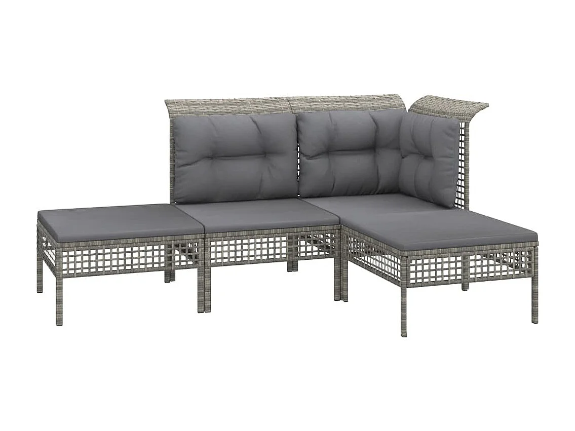 Salon de jardin 8 pcs avec coussins Gris Résine tressée