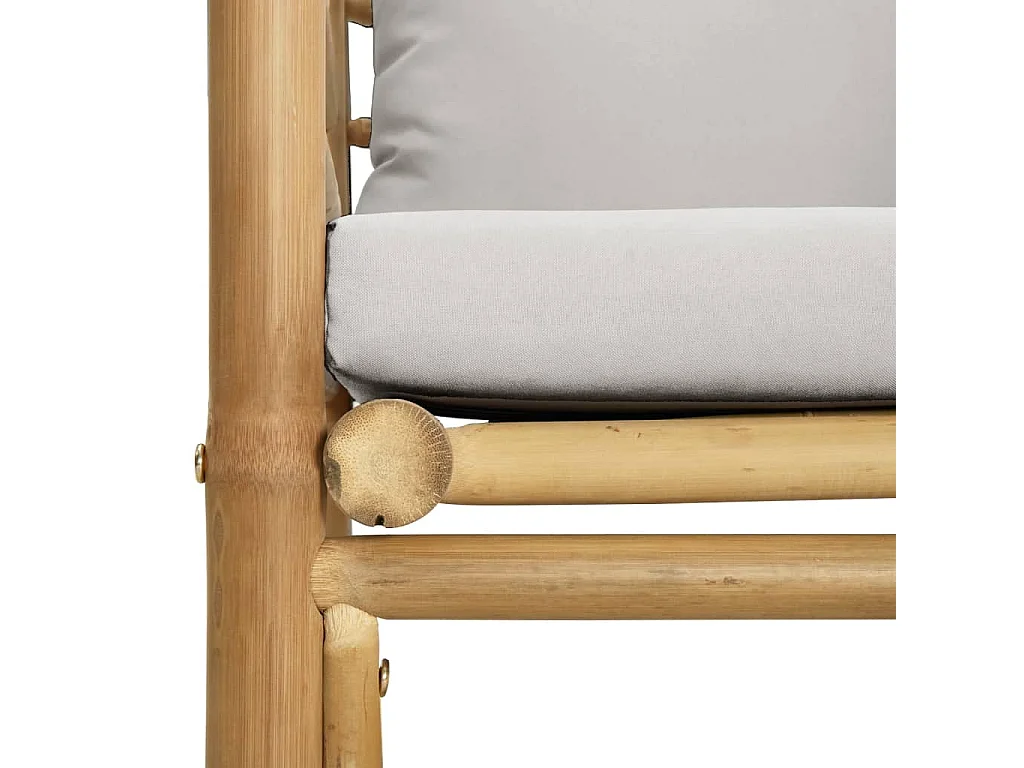 Set Salotto da Giardino 7pz con Cuscini Grigio Chiaro Bambù