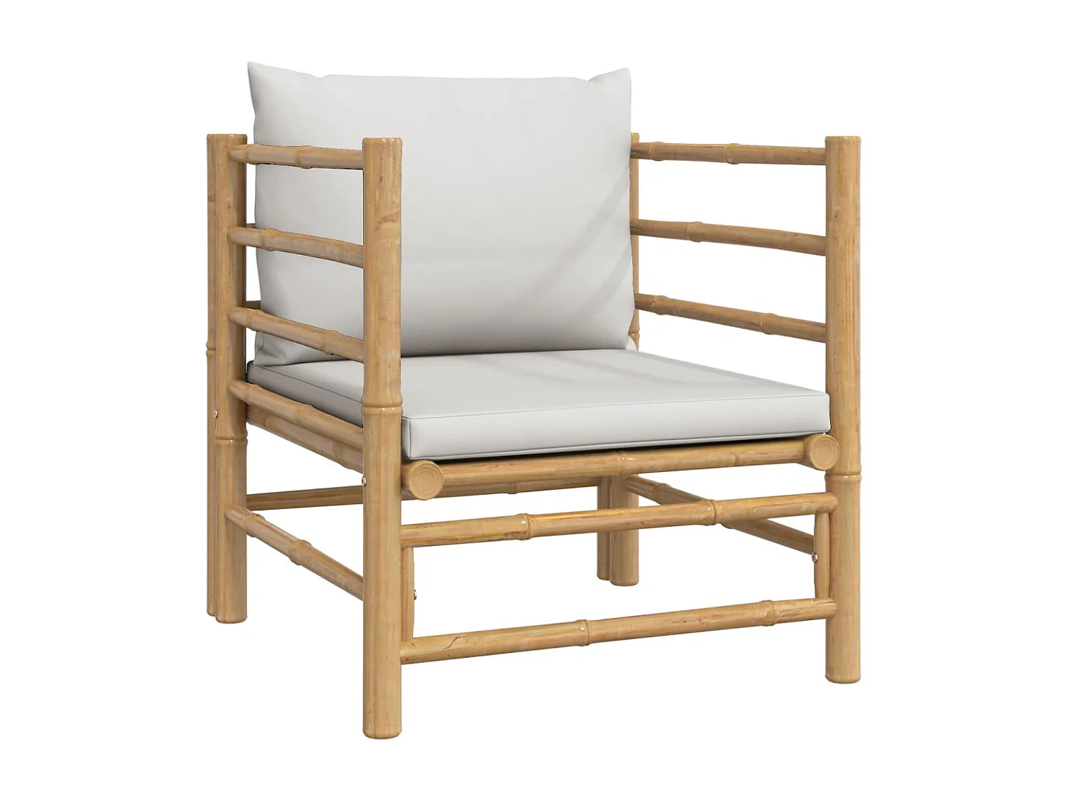 Salon de jardin 7 pcs avec coussins gris clair bambou