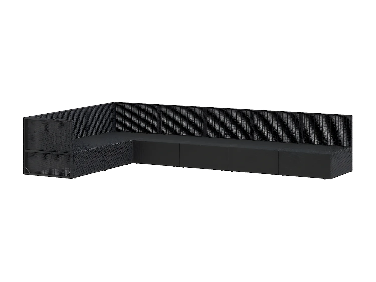 Salon de jardin 7 pcs avec coussins Noir Résine tressée