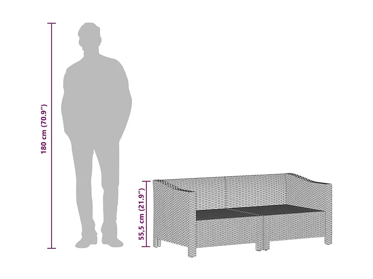 Set de muebles de jardín 3 pzas y cojines ratán sintético gris