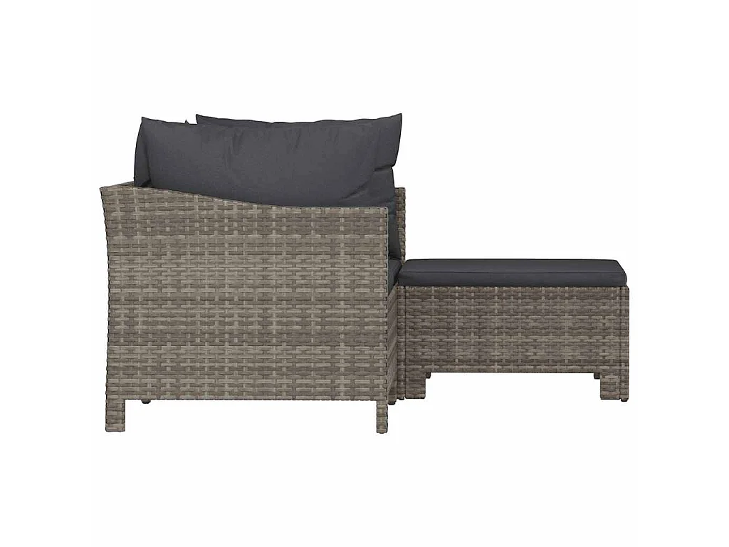 Set Divani da Giardino 3 pz con Cuscini in Polyrattan Grigio
