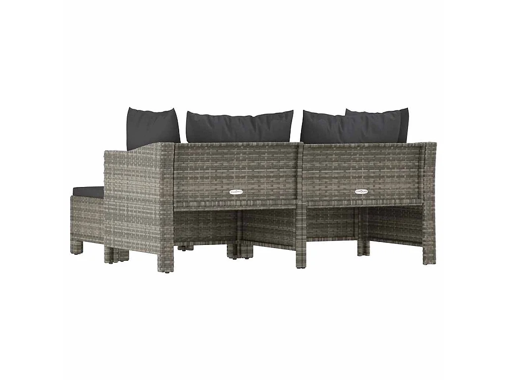 Set Divani da Giardino 3 pz con Cuscini in Polyrattan Grigio