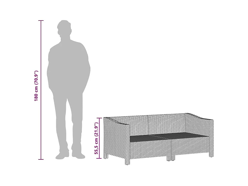 Set Divani da Giardino 3 pz con Cuscini in Polyrattan Grigio