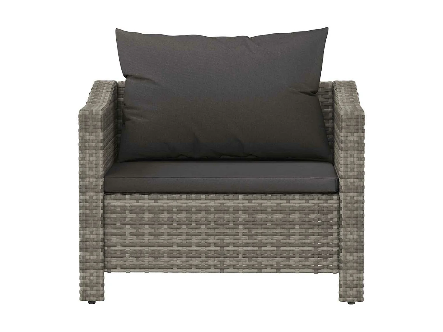 Tuinstoel met kussens poly rattan grijs