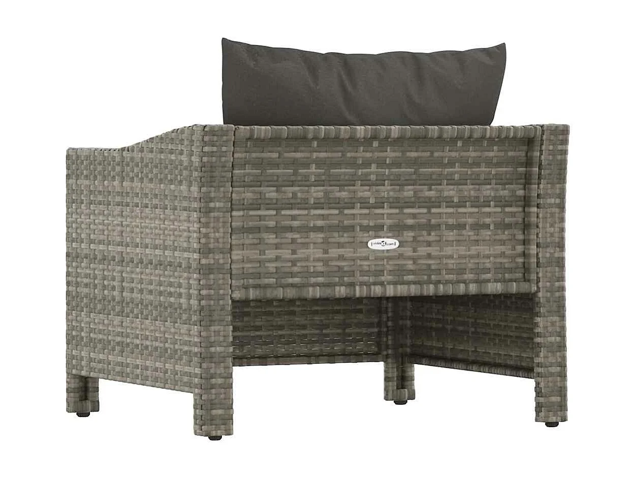 Tuinstoel met kussens poly rattan grijs