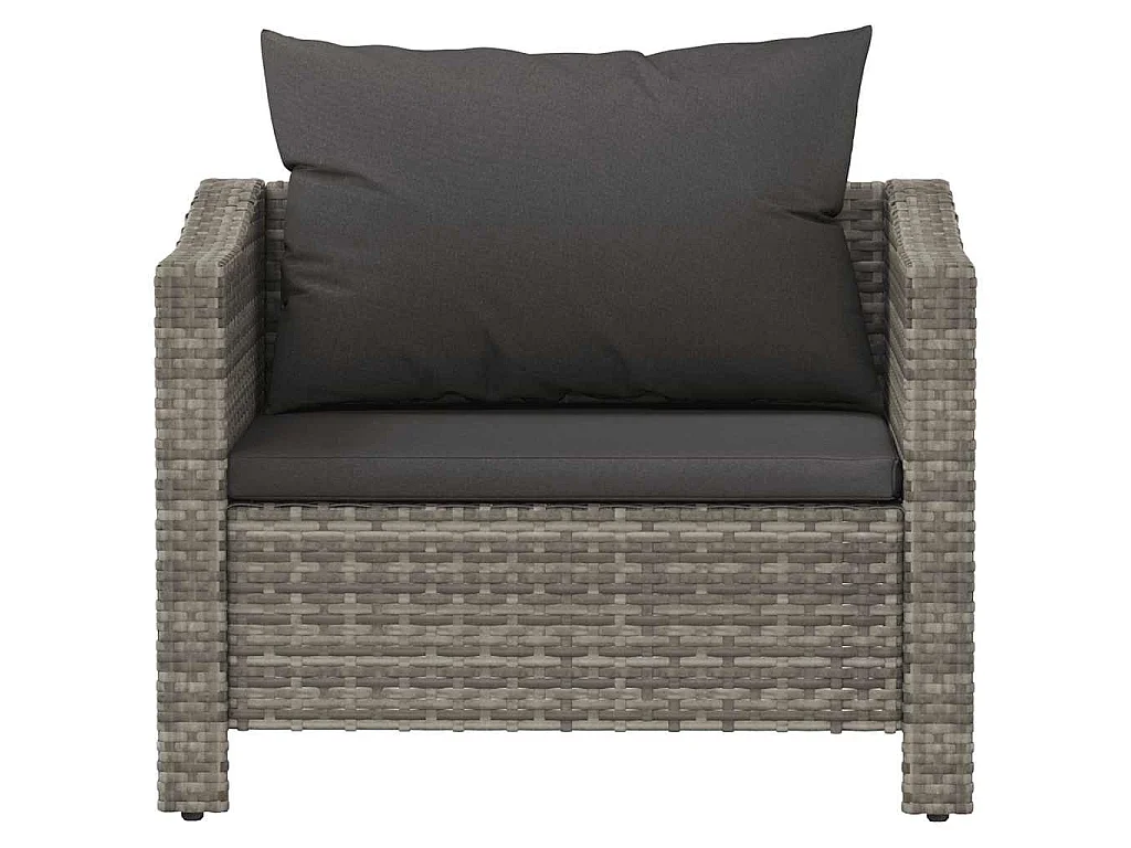 Poltrona da giardino con cuscino grigio in polyrattan