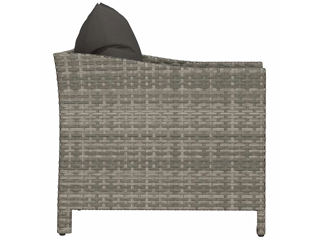 Poltrona da giardino con cuscino grigio in polyrattan