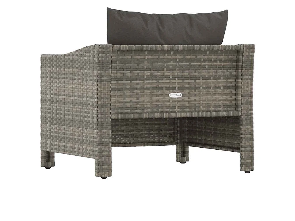 Poltrona da giardino con cuscino grigio in polyrattan