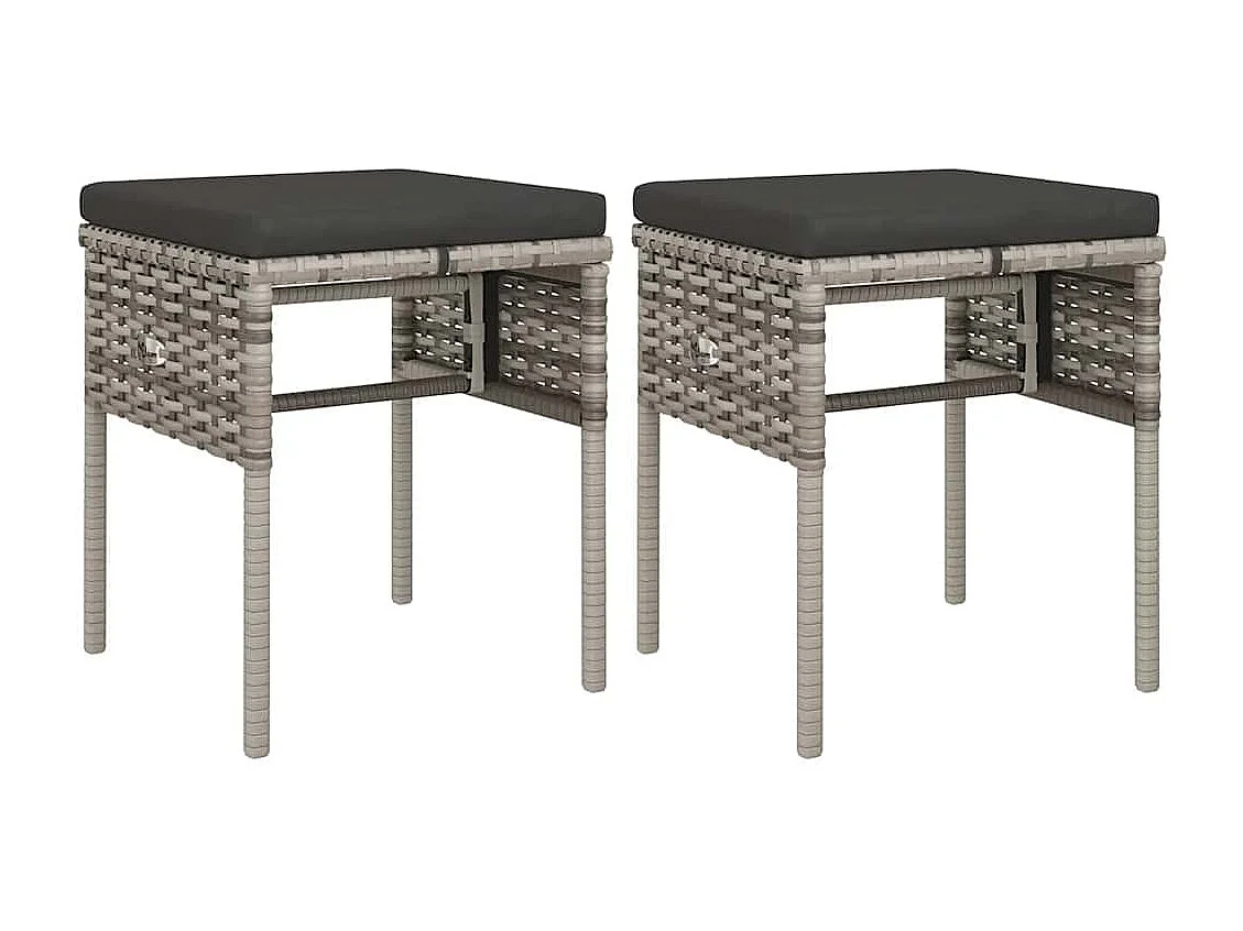 6-tlg. Garten-Lounge-Set mit Kissen Grau Poly Rattan