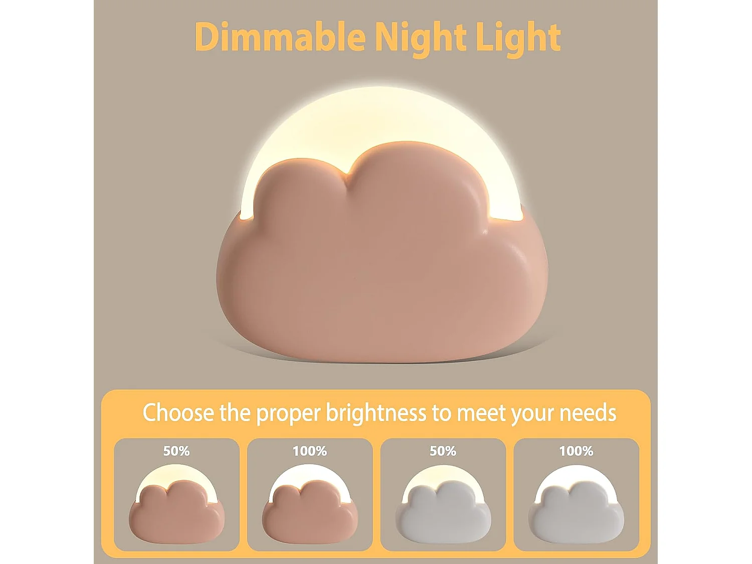 Veilleuse enfant avec fonction de gradation bouton, 94.2*78.6*36mm, rechargeable usb