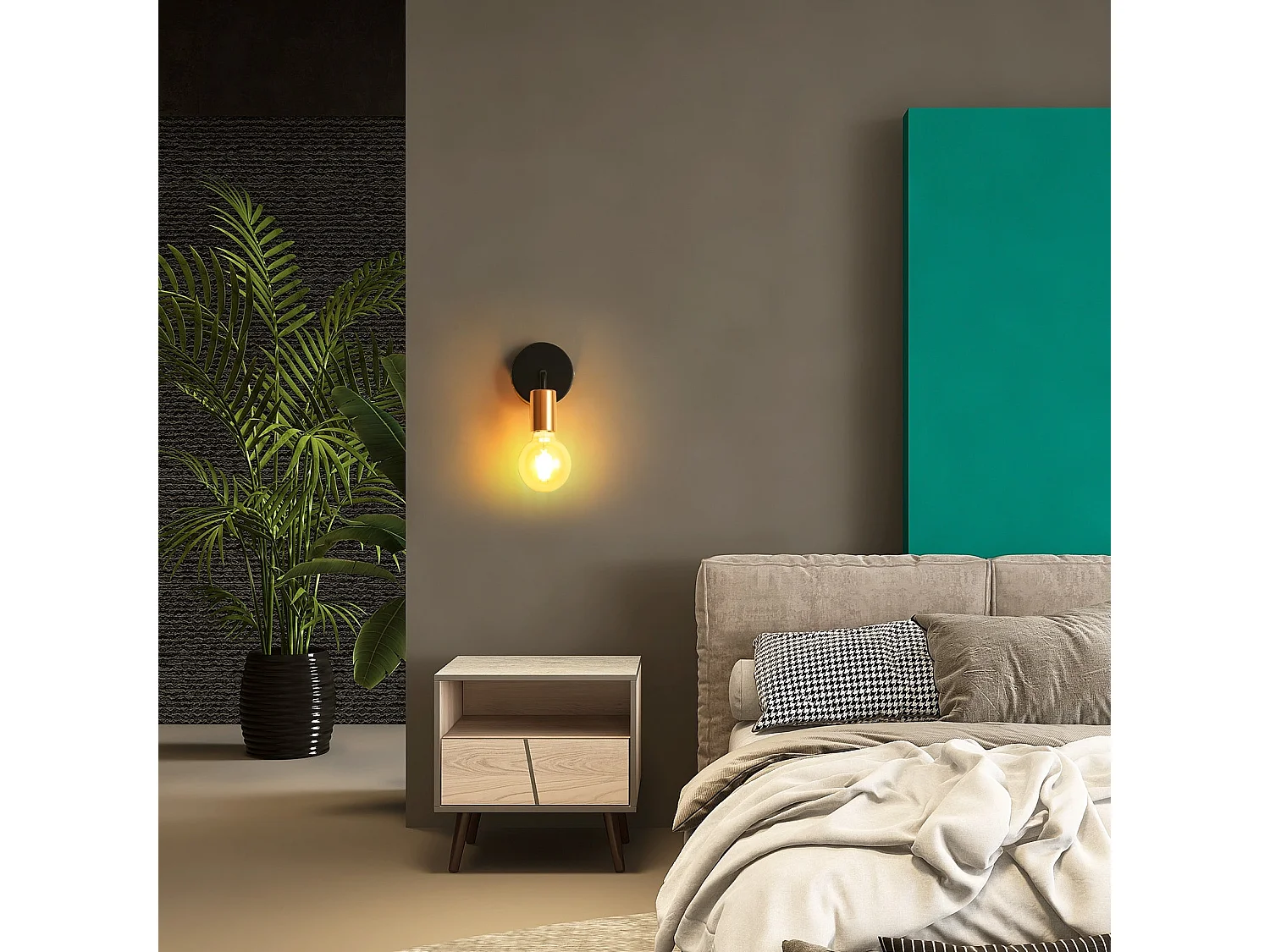 2 pcs mini applique murale industrielle,  8 * 8 * 10 CM, en fer forgé, noir et or