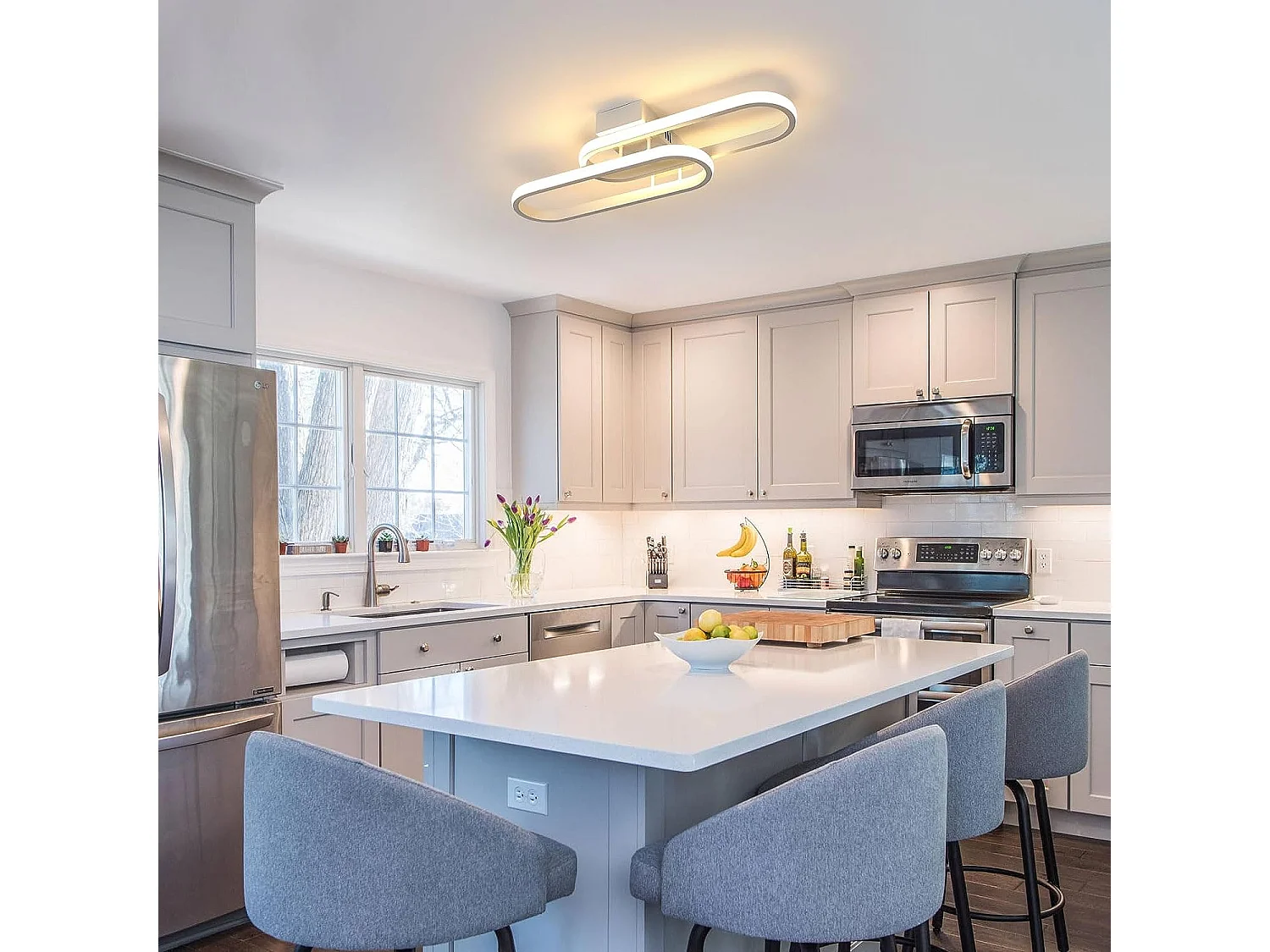 Luz del techo LED 32W 3600LM moderno, blanco, 50.5*17*8cm, en acrílico, luz blanca cálida