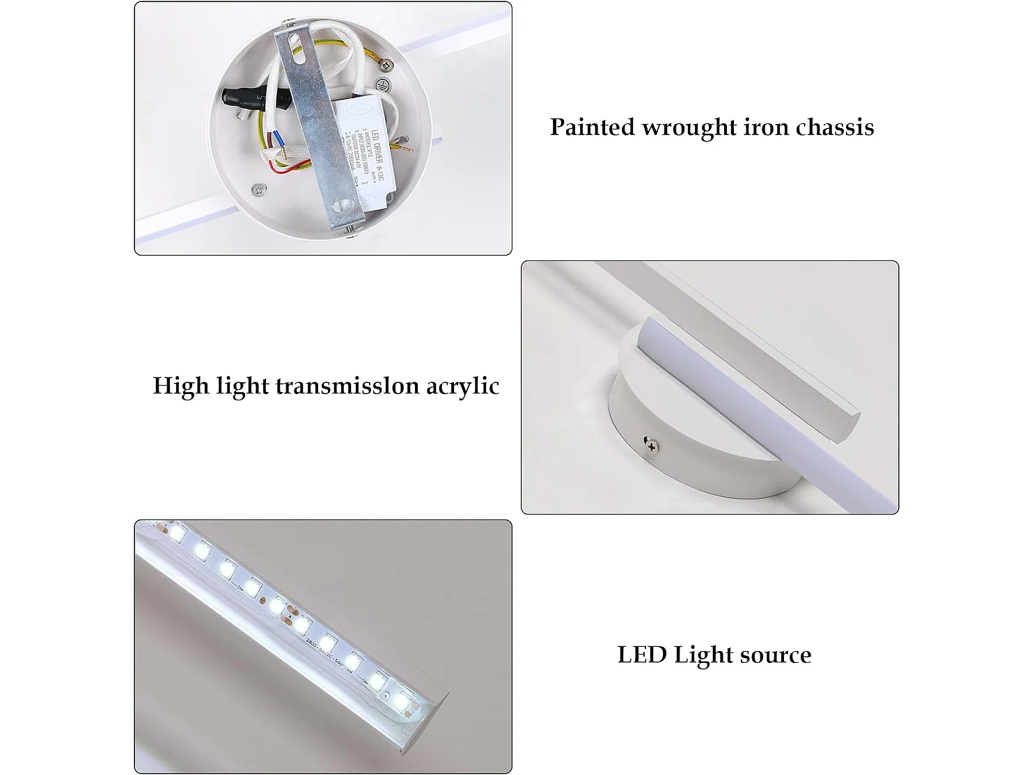 Applique murale led intérieur moderne, 45*12cm, blanc,16W pour salon couloir, lumière blanc froid