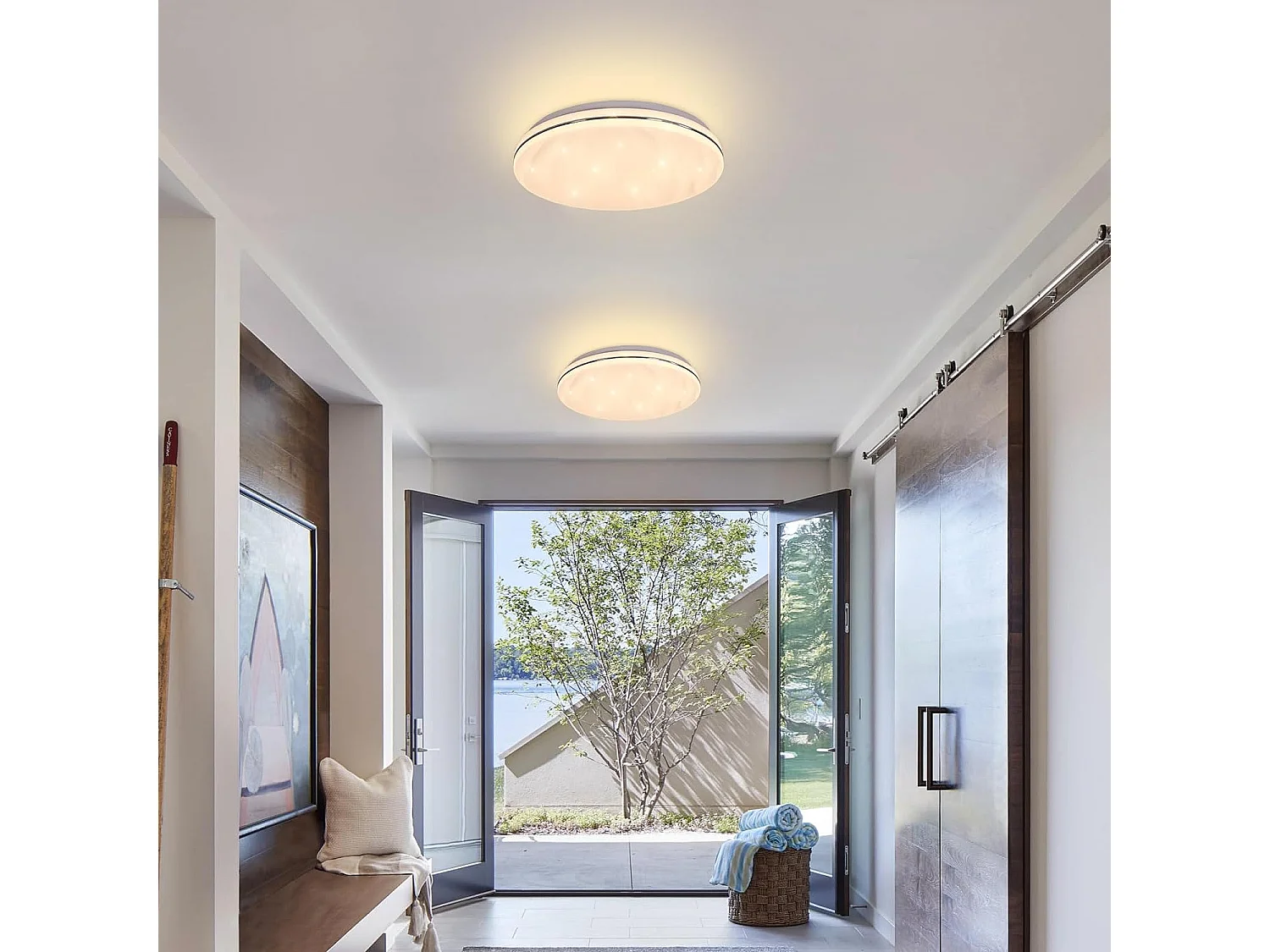 Plafonnier led étoilé, 24w,  33 * 33 * 5 CM, pour chambre enfant lumiere chaude