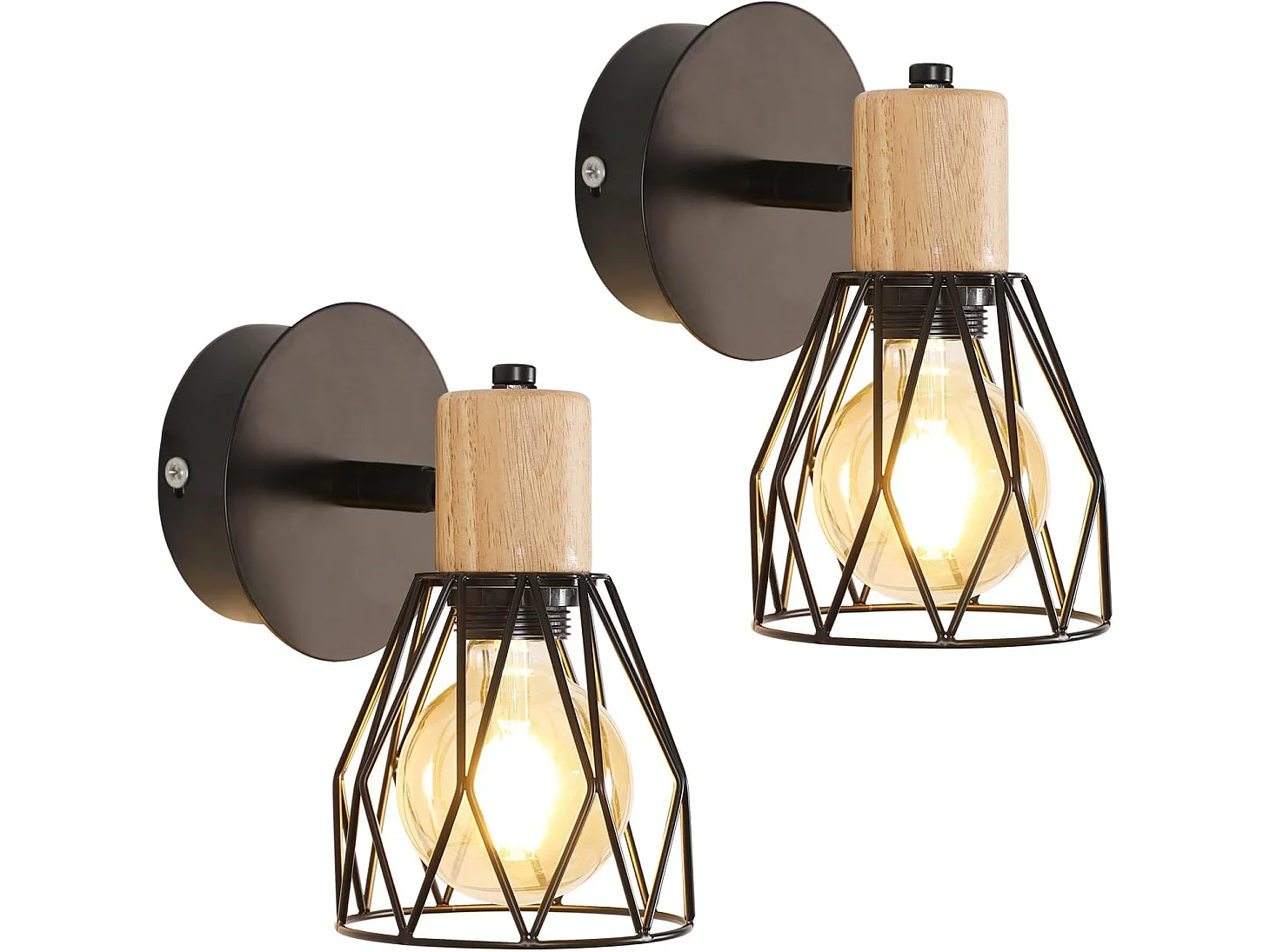 2 pièces applique murale intérieur bois vintage lampe murale e27 base pour chambre à couch