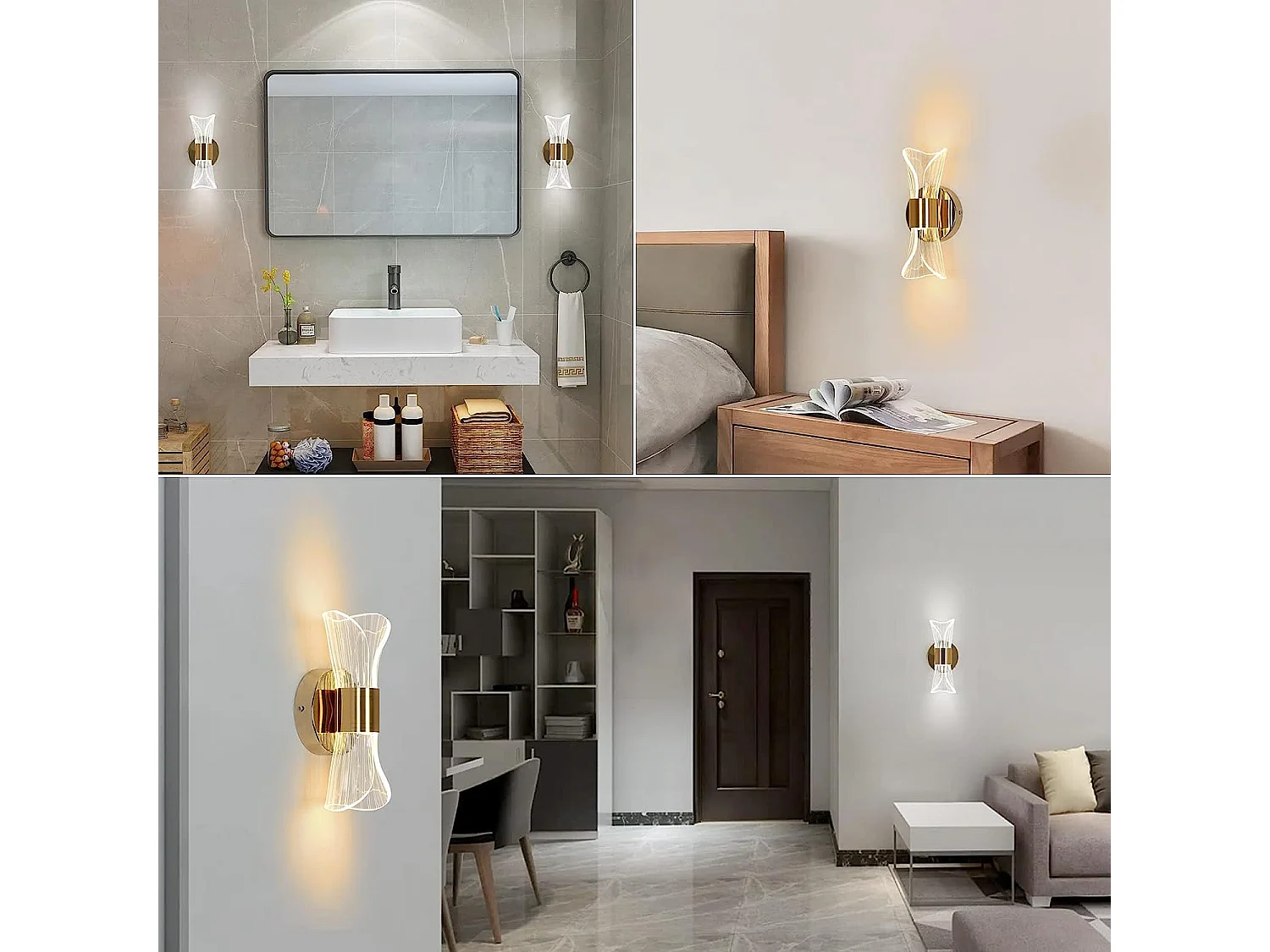 Applique murale intérieur led dimmable moderne, or, 22*10*8cm, 12w design créatif, 2700K-6500K